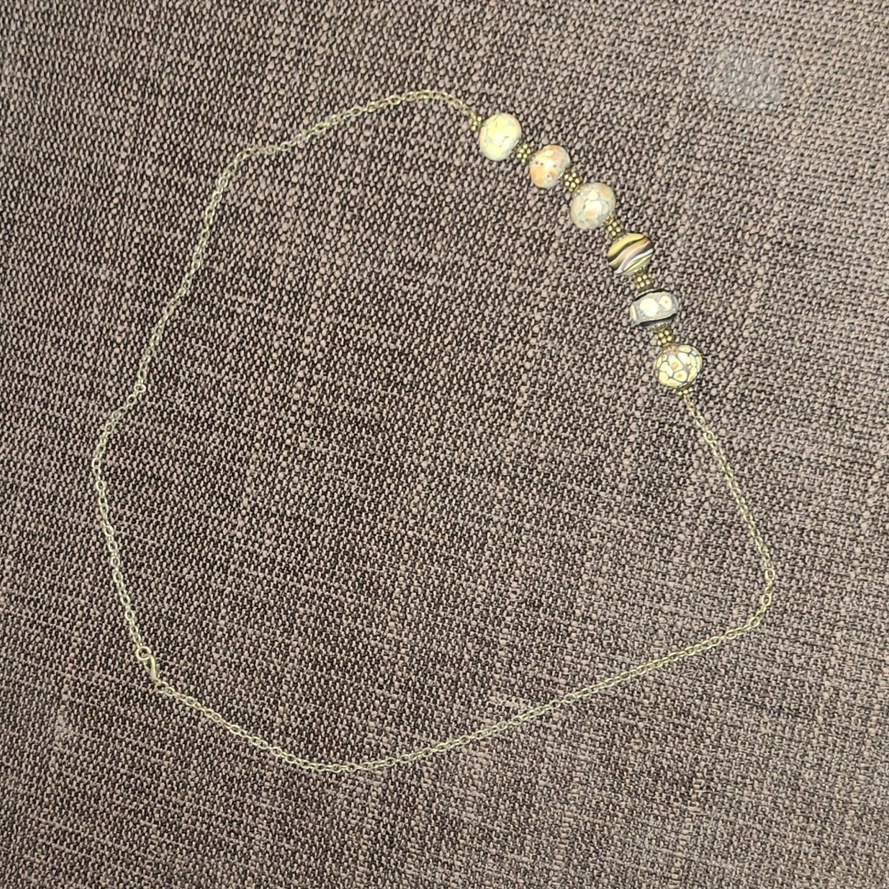 Necklace Long Beaded w/ Bronze Hardware